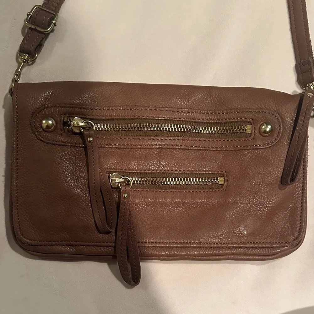 Linea Pelle Brown Leather Crossbody Bag - Picture 2 of 13